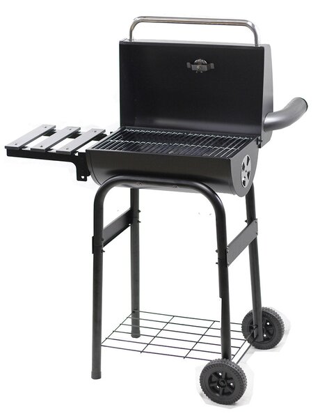Barbecue a Carbone con Affumicatore 84x48x116 cm in Acciaio con Ruote Saturnino