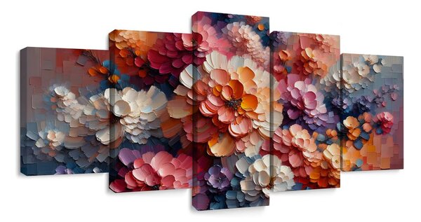 Quadri 5 pezzi – Esplosione di colori floreali