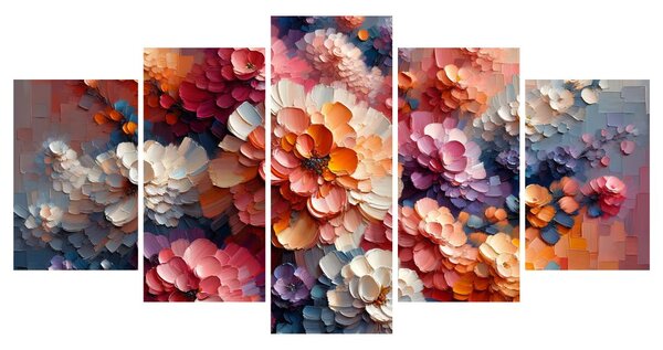 Quadri 5 pezzi – Esplosione di colori floreali
