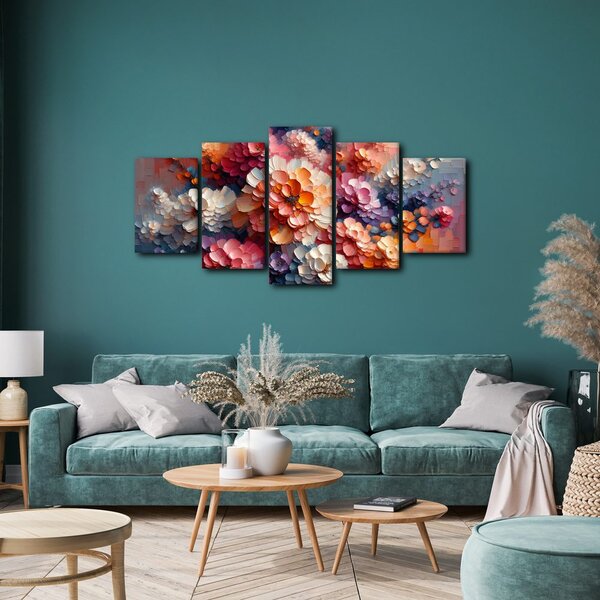 Quadri 5 pezzi – Esplosione di colori floreali