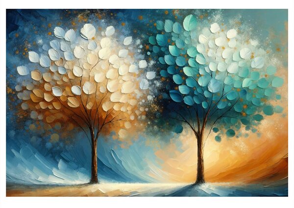 Quadro su tela – Due alberi della vita colorati