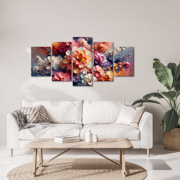 Quadri 5 pezzi – Esplosione di colori floreali
