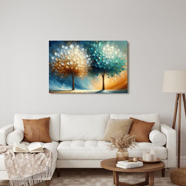 Quadro su tela – Due alberi della vita colorati