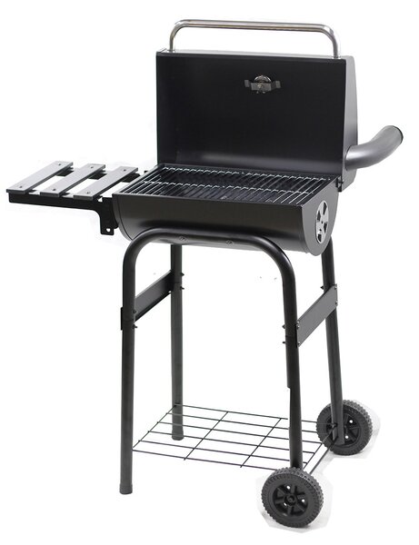 Barbecue a Carbone con Affumicatore 84x48x116 cm in Acciaio con Ruote Saturnino