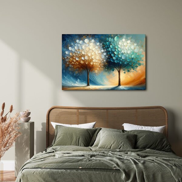 Quadro su tela – Due alberi della vita colorati