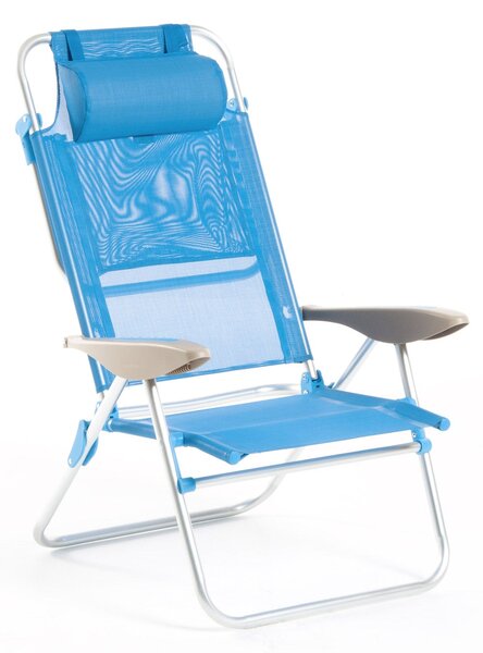 Sedia Sdraio con Braccioli Pieghevole 66x59x77 cm in Alluminio Malibù S Azzurro