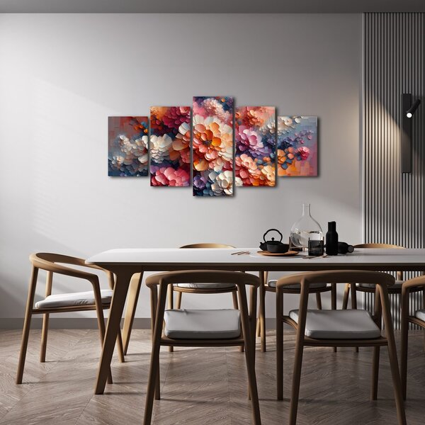 Quadri 5 pezzi – Esplosione di colori floreali