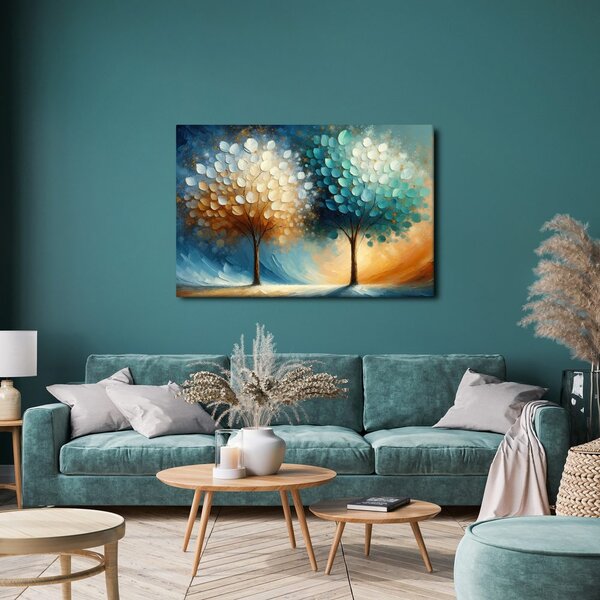 Quadro su tela – Due alberi della vita colorati