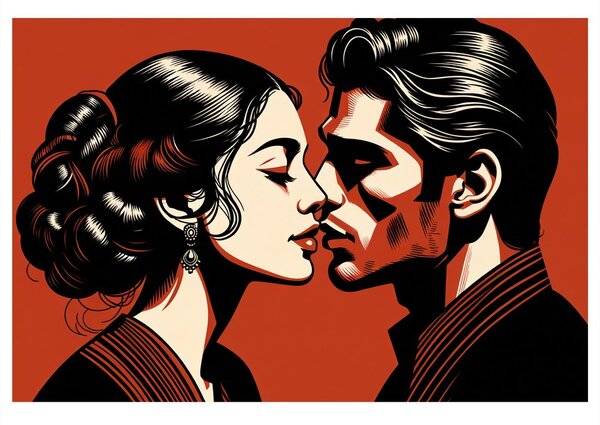 Quadro su tela – Bacio appassionato in rosso