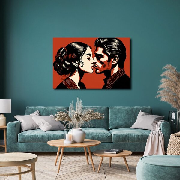 Quadro su tela – Bacio appassionato in rosso