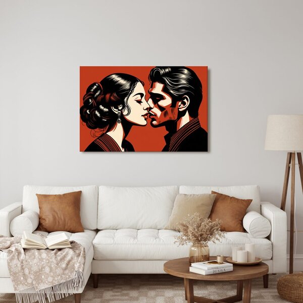 Quadro su tela – Bacio appassionato in rosso