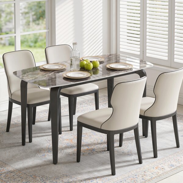 HOMCOM Tavolo 4 Persone, 130x70 cm, Moderno con Piano in Pietra Sinterizzata, Marrone | Aosom Italy