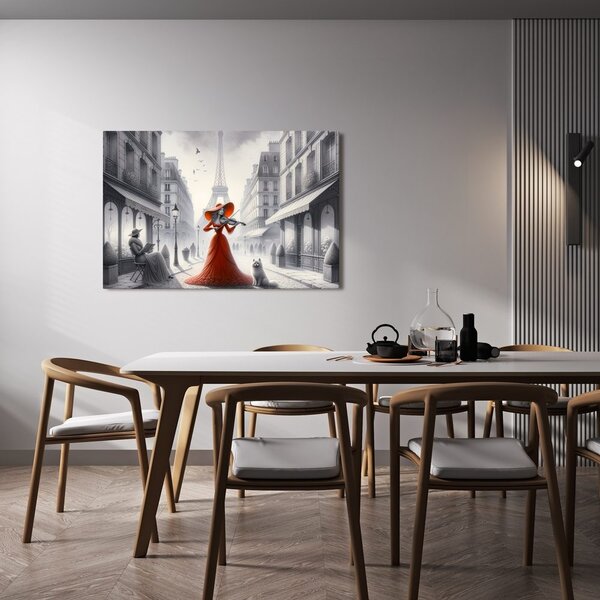 Quadro su tela – Strada parigina con violinista