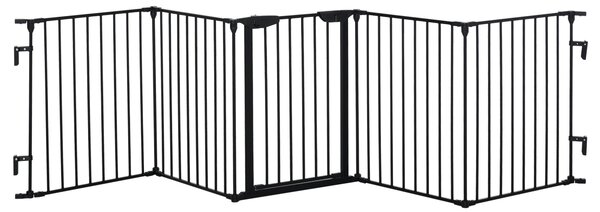 Cancellino per Cani Taglia Piccola e Media Pieghevole a 5 Pannelli 300x3x74,5 cm in Metallo e Plastica Nero