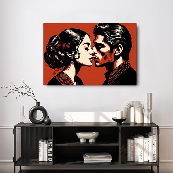 Quadro su tela – Bacio appassionato in rosso