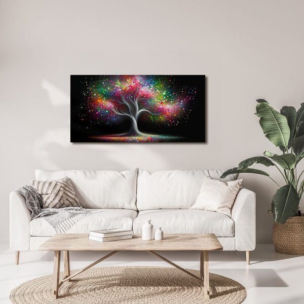 Quadro su tela – Albero della vita luminoso di notte