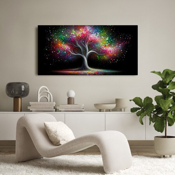 Quadro su tela – Albero della vita luminoso di notte