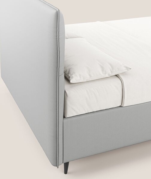 Greta letto contenitore dimensioni SLIM con testata trapuntata in ecop
