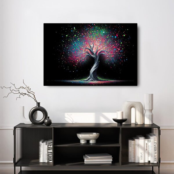 Quadro su tela – Albero della vita nell'universo colorato