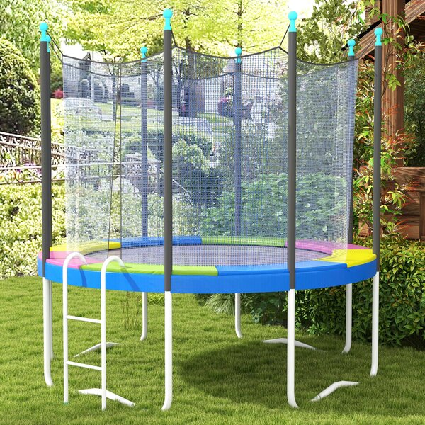 Copertura Tappeto Elastico Pieghevole e Portatile Ø244x30 cm in Plastica PE e Schiuma Multicolore