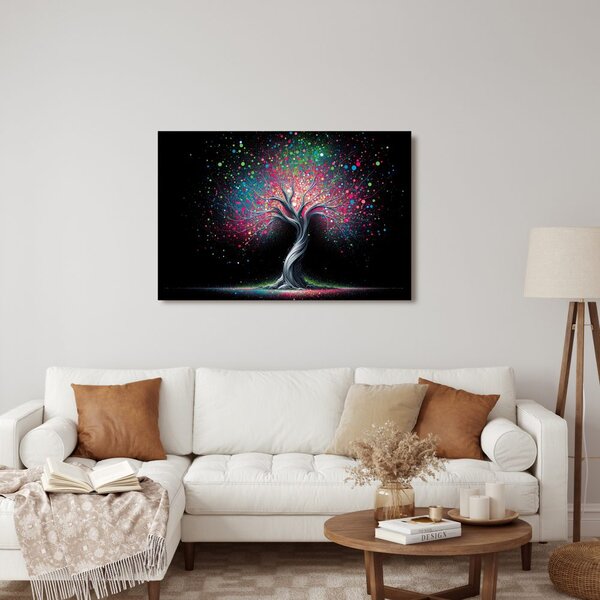 Quadro su tela – Albero della vita nell'universo colorato