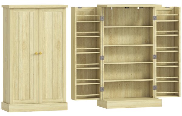 HOMCOM Dispensa 104 cm, 12 rastrelliere spezie, ripiani regolabili, legno naturale. | Aosom Italy