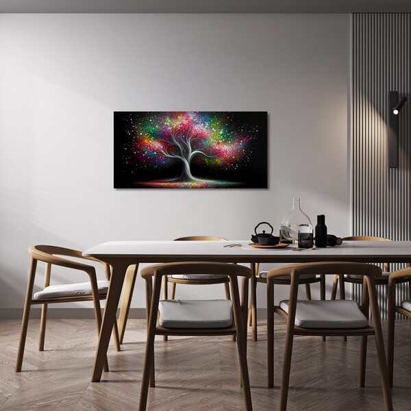 Quadro su tela – Albero della vita luminoso di notte