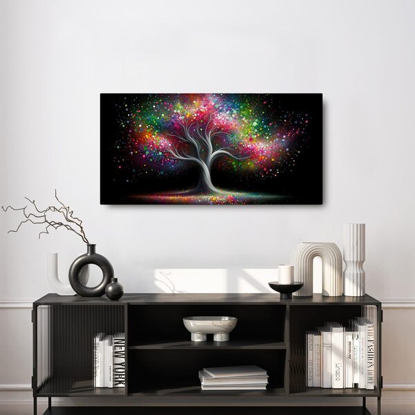 Quadro su tela – Albero della vita luminoso di notte