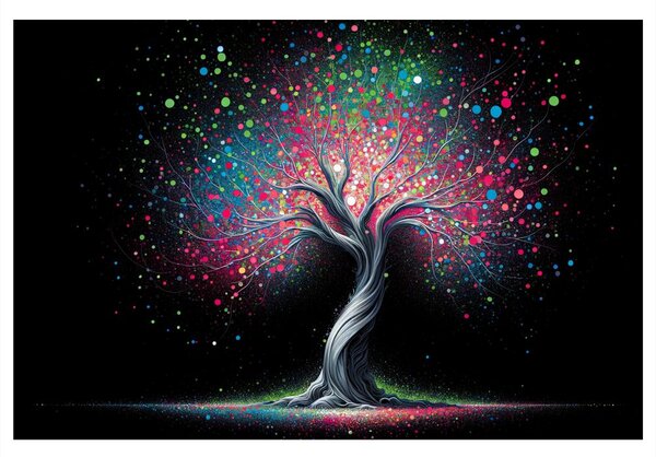 Quadro su tela – Albero della vita nell'universo colorato