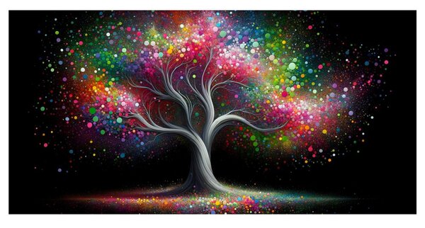 Quadro su tela – Albero della vita luminoso di notte