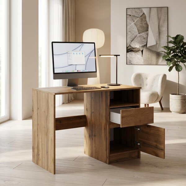 Scrivania compatta 100x50 cm | Scrivania moderna per computer e ufficio | Scrivania per PC per l'home office e la camera dei ragazzi | Rovere Wotan | Ampia scelta di colori