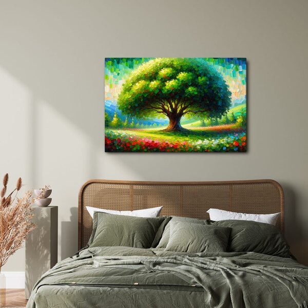 Quadro su tela – Albero della vita colorato sul prato