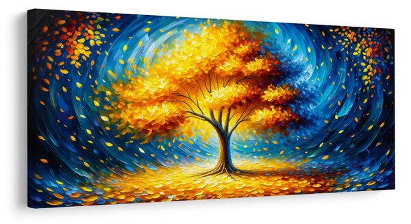 Quadro su tela – Albero della vita autunnale in blu
