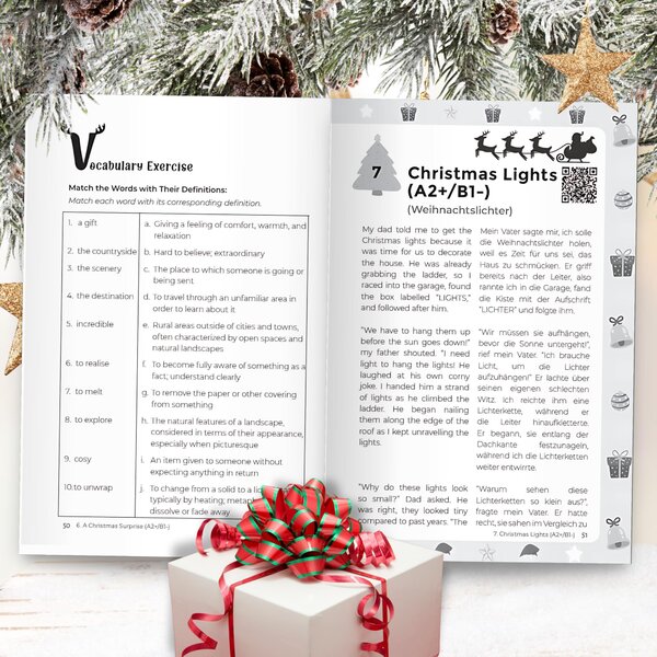 Buon Natale! Calendario dell'Avvento con racconti brevi in inglese e file audio per adulti | Katharina Williams