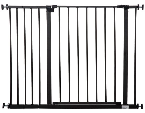 Cancelletto per Cani Estensibile con Viti e Ampia Apertura 76-107x76 cm in Metallo e Plastica Nero