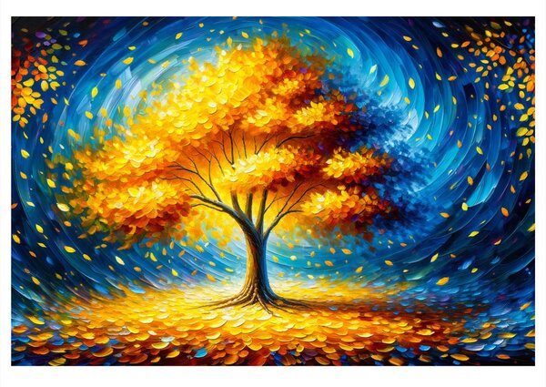 Quadro su tela – Albero della vita luminoso di notte