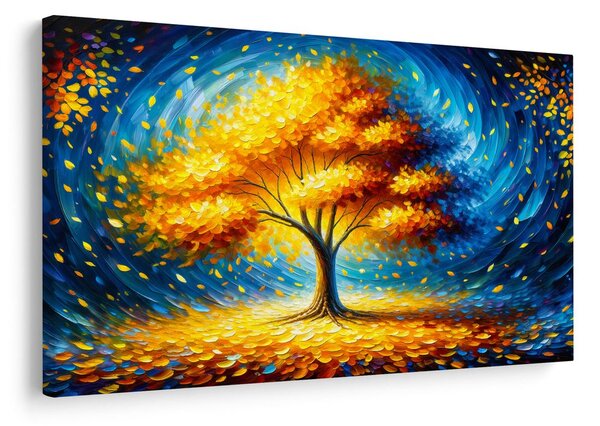 Quadro su tela – Albero della vita luminoso di notte