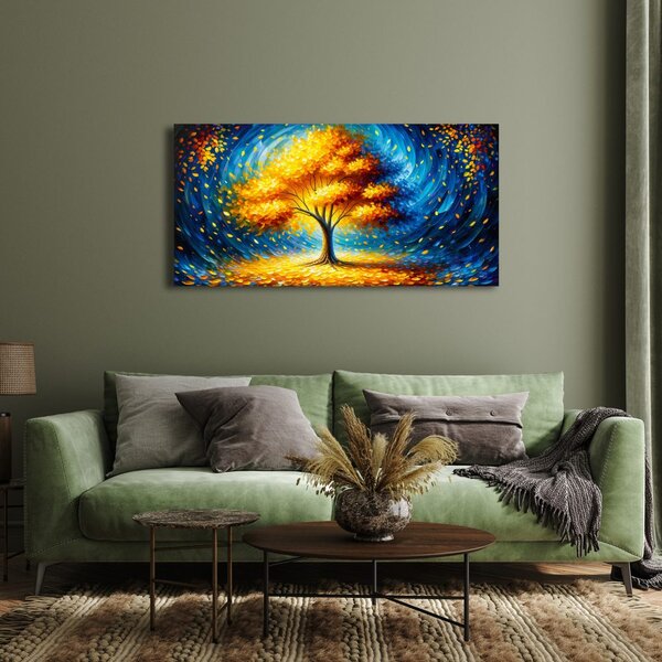 Quadro su tela – Albero della vita autunnale in blu