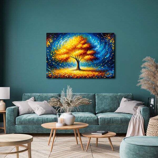 Quadro su tela – Albero della vita luminoso di notte