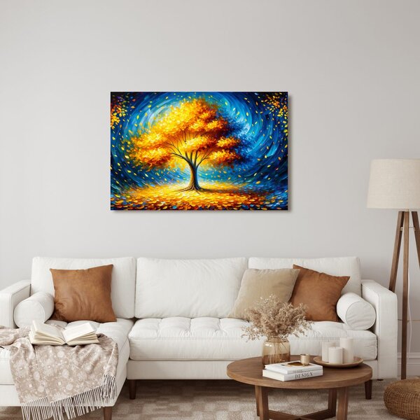 Quadro su tela – Albero della vita luminoso di notte