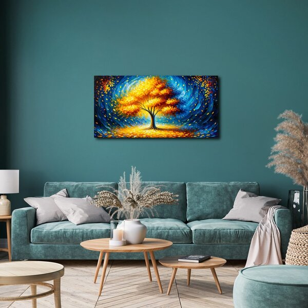 Quadro su tela – Albero della vita autunnale in blu