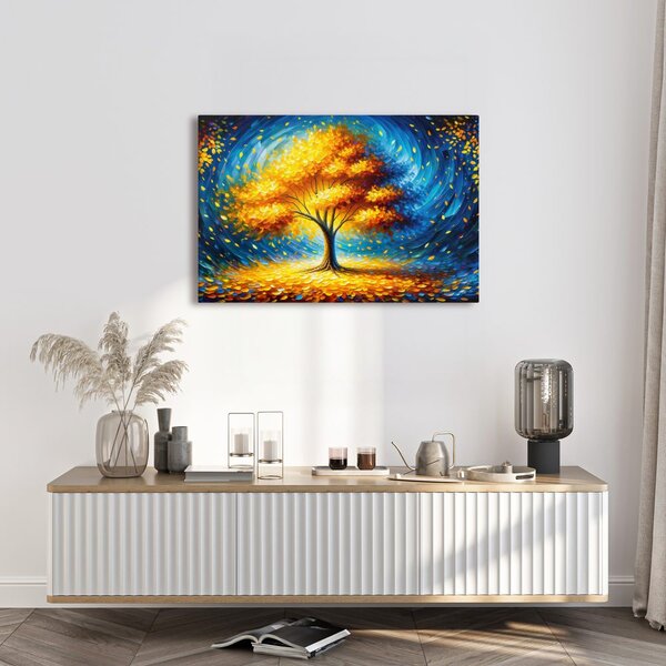 Quadro su tela – Albero della vita luminoso di notte