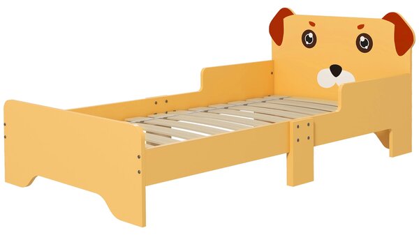 Lettino per Bambini 3-6 Anni con Sponde Laterali Anticaduta 143x74x66 cm in MDF Giallo
