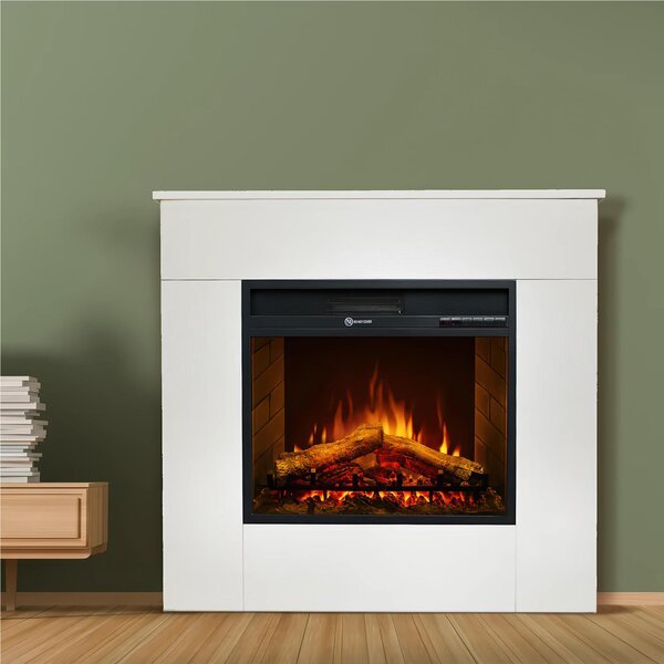 Camino elettrico caminetto da terra MICHELANGELO in legno BIANCO Made in Italy in legno Bianco Dimensioni 96x36x h 90 cm Peso 23 kg Volume riscaldabile 30 m2