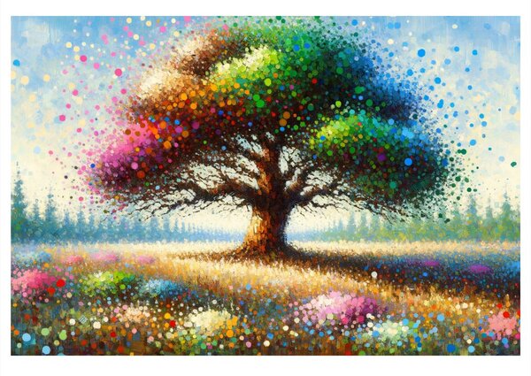Quadro su tela – Albero della vita nel vortice di colori