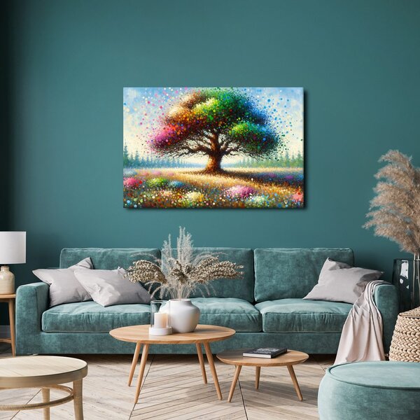 Quadro su tela – Albero della vita nel vortice di colori