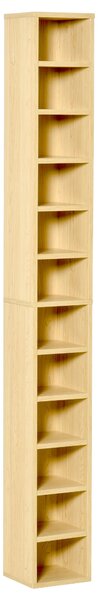 Mobile Libreria Porta CD a 12 Ripiani per 204 CD 21x20x175 cm in MDF e Truciolato Naturale