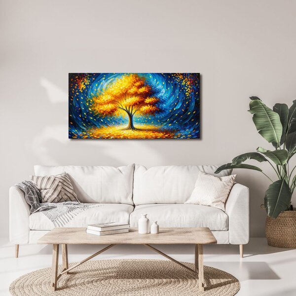 Quadro su tela – Albero della vita autunnale in blu