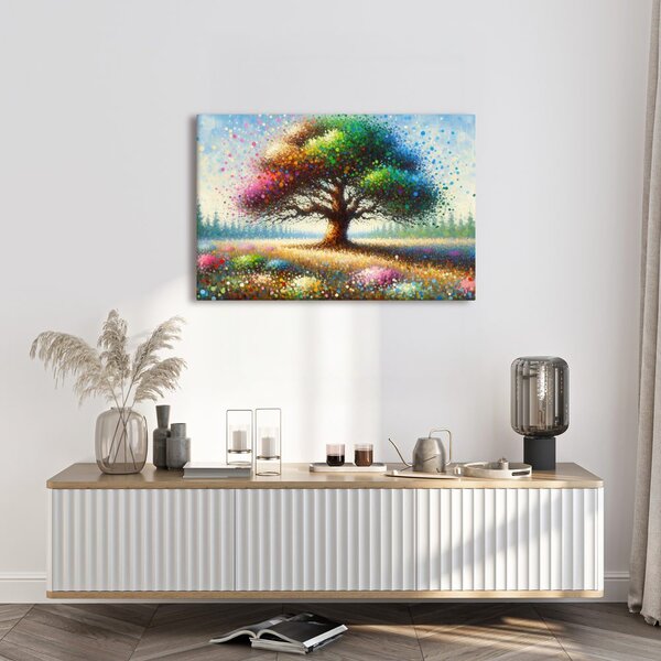 Quadro su tela – Albero della vita nel vortice di colori
