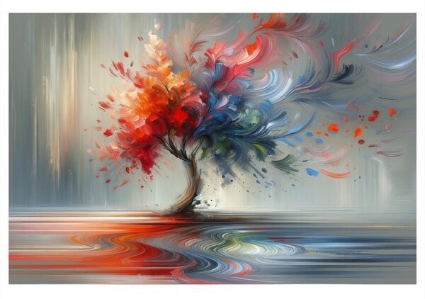 Quadro su tela – Albero della vita nel vortice di colori